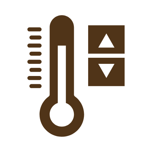 Thermometer icon with measurement lines and up-down arrow buttons.
